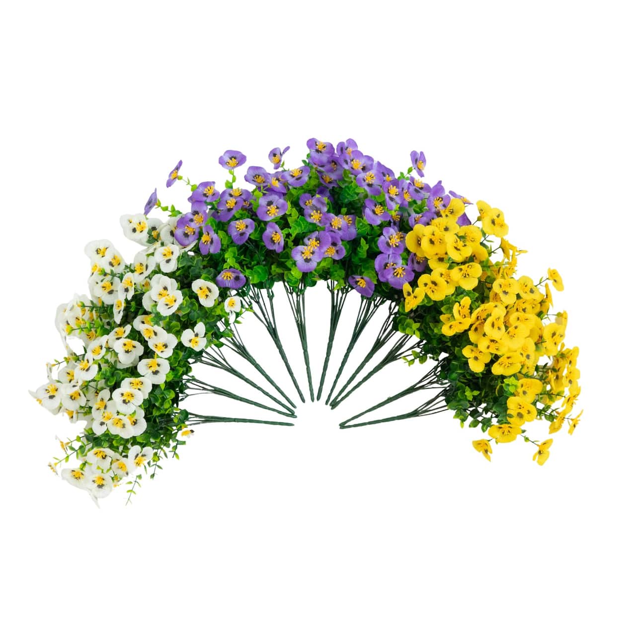 13" UV Resistant Artificial Pansy Bushes, 12ct.